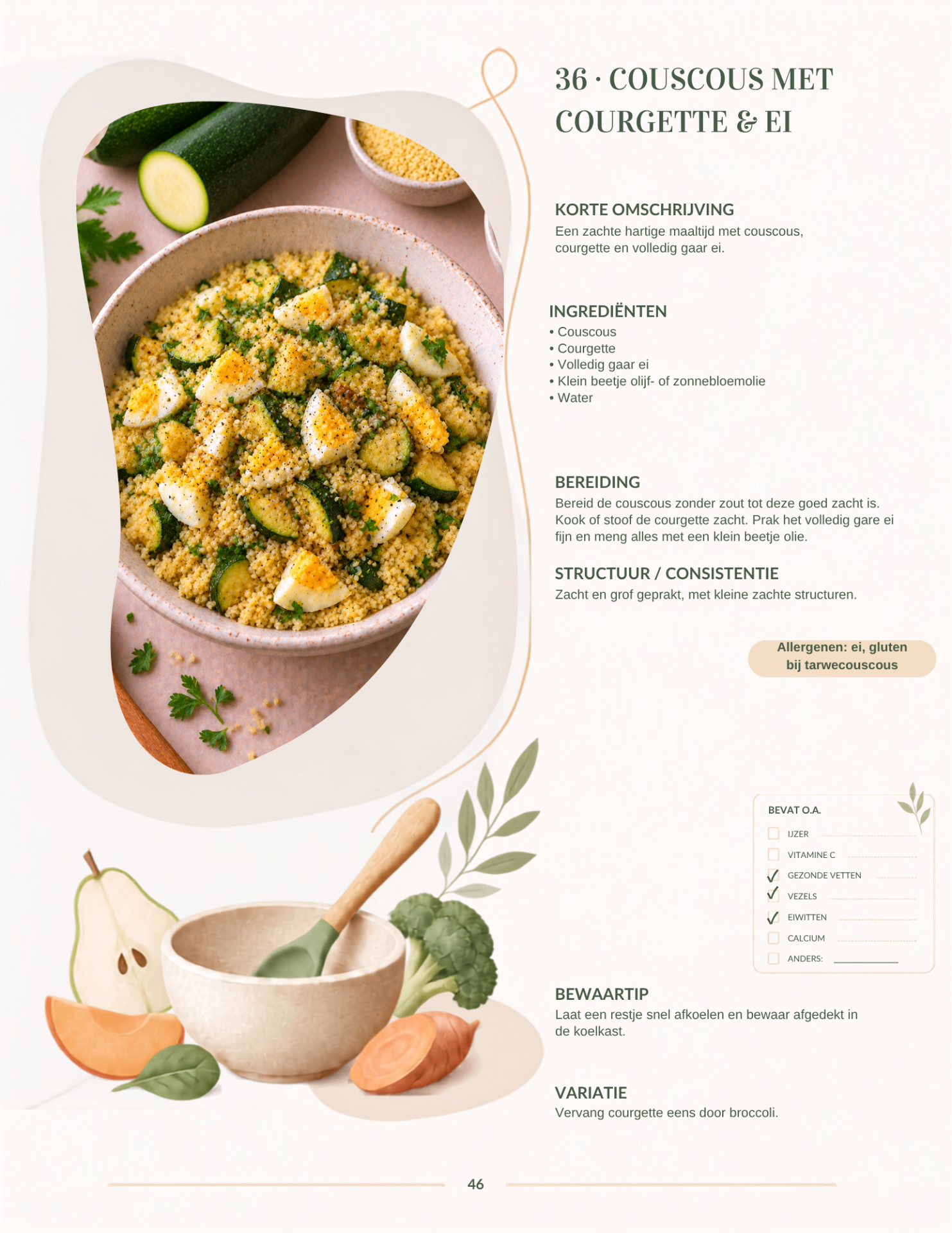 Receptpagina voor couscous met courgette en ei