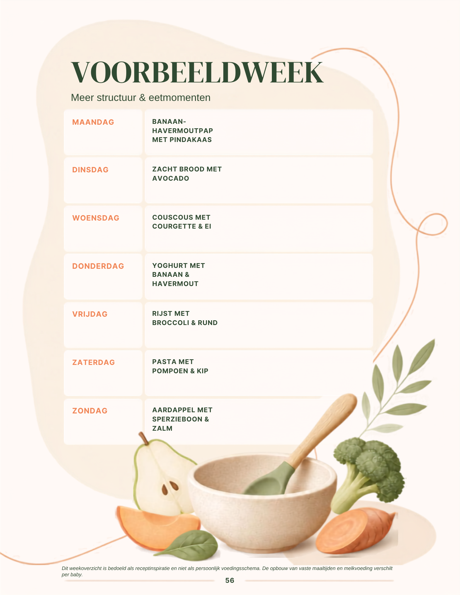 Voorbeeldweek met maaltijdinspiratie per dag